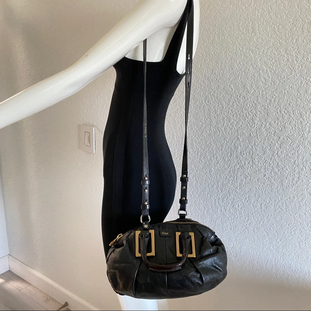 Chloe small black leather 2 way bag